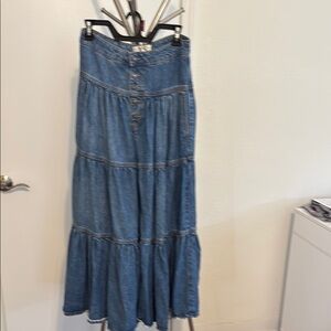 Blue Tiered Maxi Skirt for Casual Resort Wear